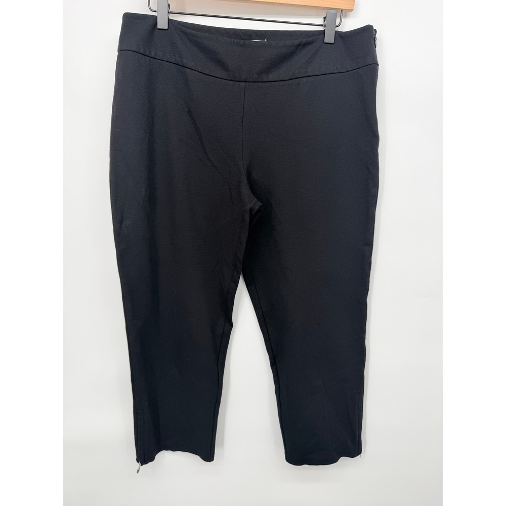 White House Black Market Dress Pants Women 12 Black Good Ankle Zip Ponte Slim